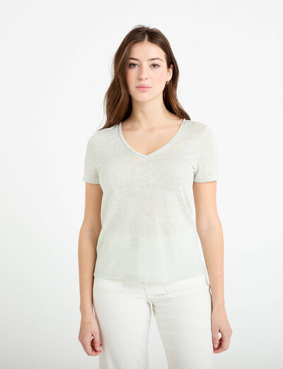 T-shirt manches courtes iris&eacute; gris argent femme