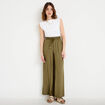 Pantalon large taille standard vert kaki femme