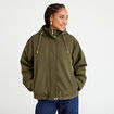 Parka courte &agrave; capuche manches longues vert kaki femme