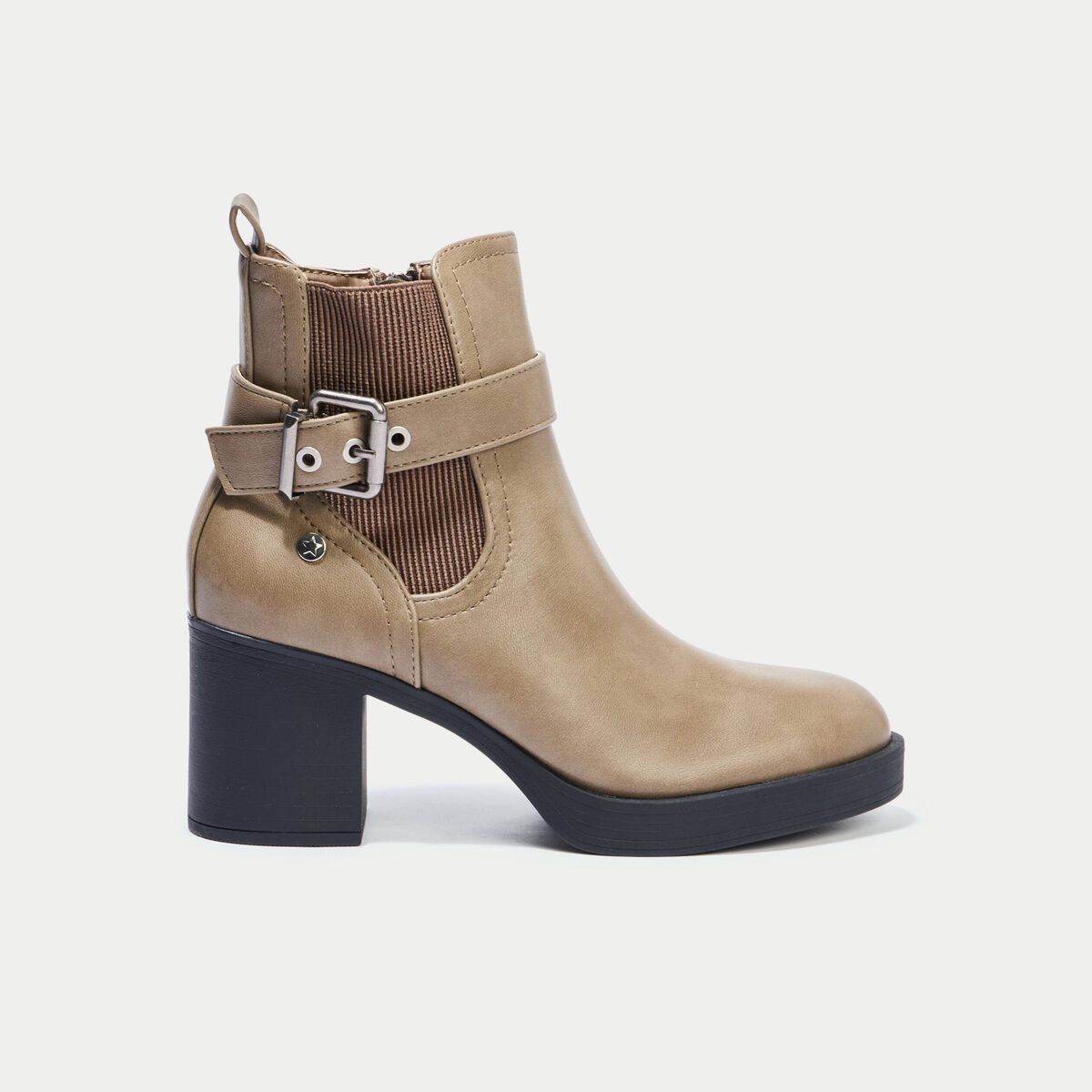 Bottines &agrave; talon taupe femme