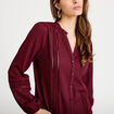 Blouse broderie col V manches longues bordeaux femme
