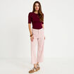Jean flare cropped taille haute rose nude femme