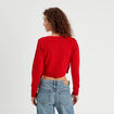 Gilet col cache-coeur nou&eacute; rouge femme