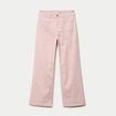 Pantalon large cropped taille haute rose nude femme