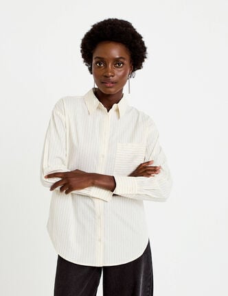 Chemise droite manches longues jaune femme