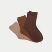 Lot de 3 paires de chaussettes marron fonc&eacute; femme