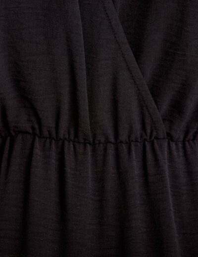 Robe longue &eacute;vas&eacute;e col V noir femme