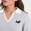 Pull manches longues col polo gris clair femme