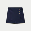 Jupe-short trap&egrave;ze en maille bleu marine femme