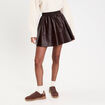 Jupe patineuse en similicuir marron fonc&eacute; femme