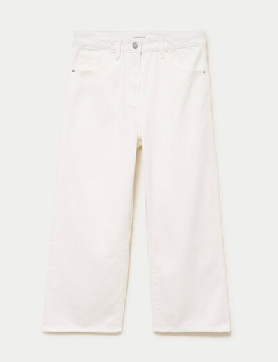 Jean bootcut cropped taille haute ecru femme
