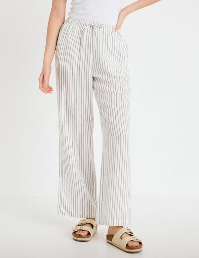 Pantalon large taille standard blanc femme