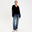 Pull brod&eacute; manches longues noir femme