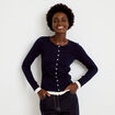 Top col rond manches longues bleu marine femme