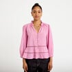 Blouse cintr&eacute;e col v manches 3/4 mauve femme