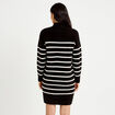 Robe pull droite manches longues 3/4 noir femme