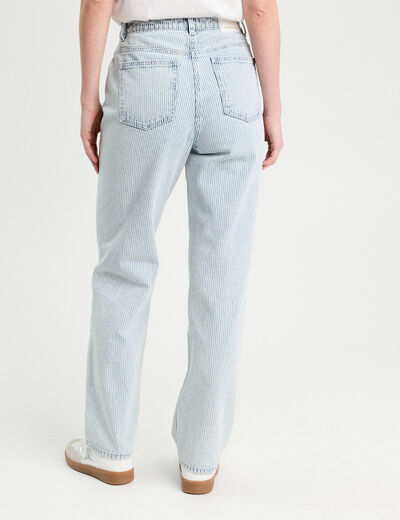Jean droit taille haute bleu gris femme