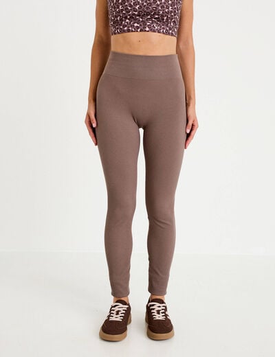 Leggings taille haute sans couture marron clair femme