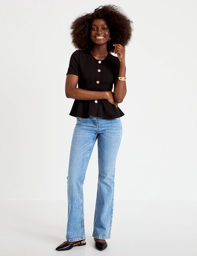 Top cintr&eacute; p&eacute;plum noir femme