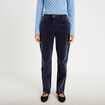 Pantalon droit en velours bleu marine femme