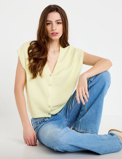 Gilet sans manches jaune clair femme