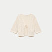 Gilet col v manches 3/4 aspect dentelle ecru femme