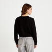 Gilet court ajust&eacute; col v manches longues noir femme