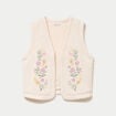 Gilet droit sans manches col rond ecru femme