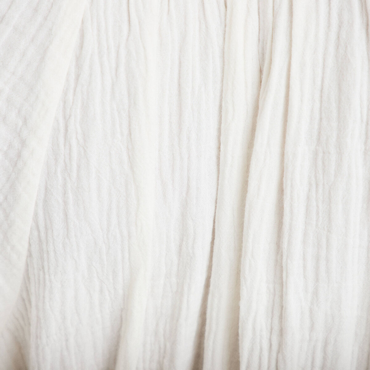 Robe midi pliss&eacute;e col v manches courtes blanc femme