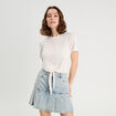 T-shirt d&eacute;tail noeud ecru femme