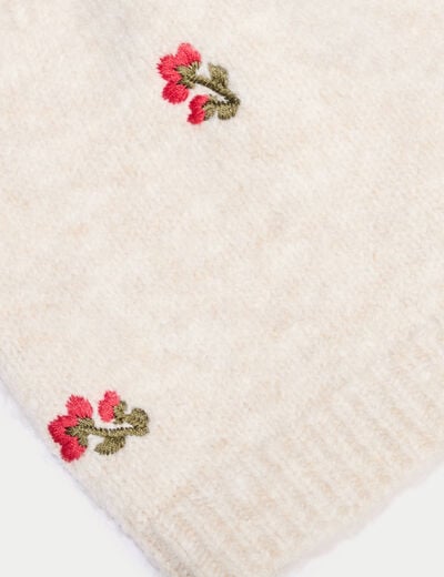 Bonnet avec broderie ecru femme