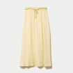 Jupe longue &eacute;vas&eacute;e satin jaune clair femme