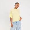 Pull manches courtes jaune clair femme