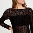 Body cintr&eacute; manches longues col bateau noir femme