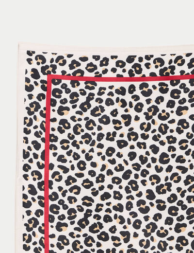 Foulard carr&eacute; satin ecru femme