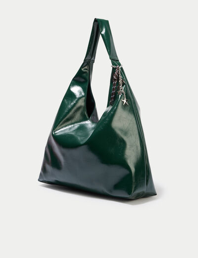 Sac avec pendentif charms vert fonc&eacute; femme