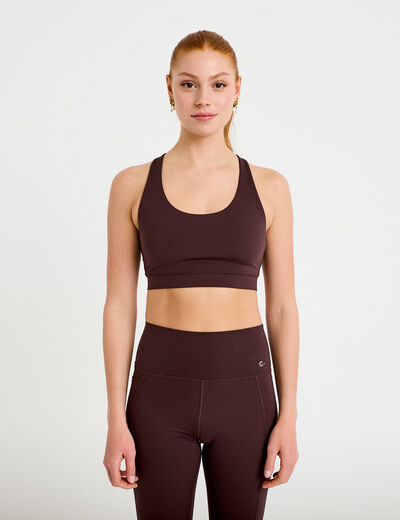 Brassi&egrave;re de sport fines bretelles marron fonc&eacute; femme