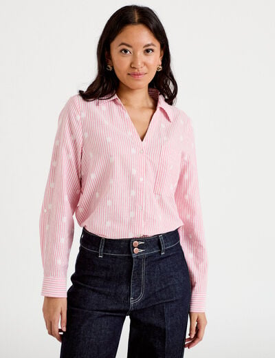 Chemise droite manches longues rouge femme