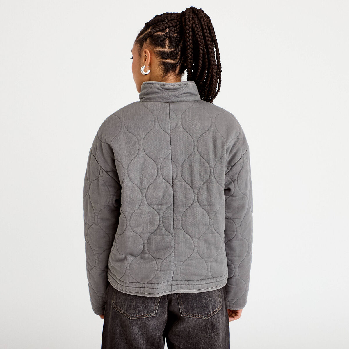 Veste matelass&eacute;e zipp&eacute;e gris clair femme