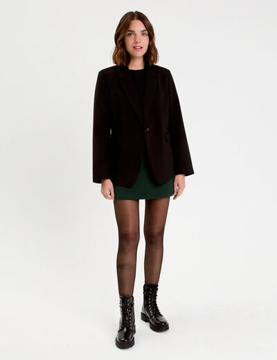 Jupe droite courte taille haute vert fonc&eacute; femme