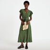 Robe longue &eacute;vas&eacute;e manches courtes vert kaki femme