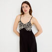 Robe longue droite col v bretelles fines noir femme