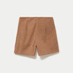 Jupe courte trap&egrave;ze en velours camel femme