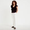 Pantalon large taille standard ecru femme