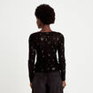 T-shirt ajust&eacute; col rond brod&eacute; perles noir femme
