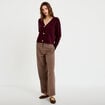 Pantalon large taille haute taupe femme