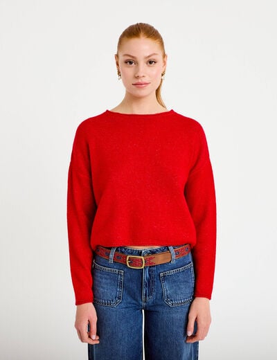 Pull manches longues rouge femme