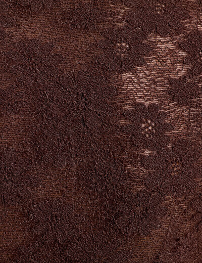 Blouse ajour&eacute;e manches longues marron fonc&eacute; femme