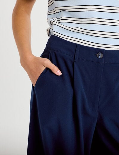 Pantalon barrel taille standard bleu marine femme