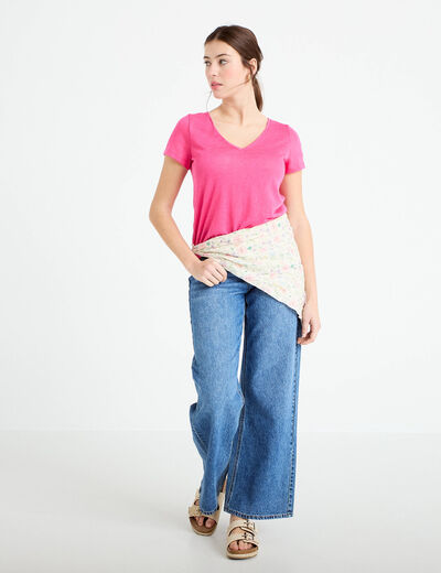 T-shirt noeuds dos rose fushia femme